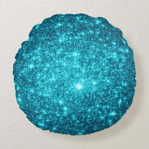Coussins Ronds Oreiller Rond Étoiles Scintillantes Turquoise Vibr