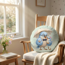 Oreiller rond Famille Papa Oiseau