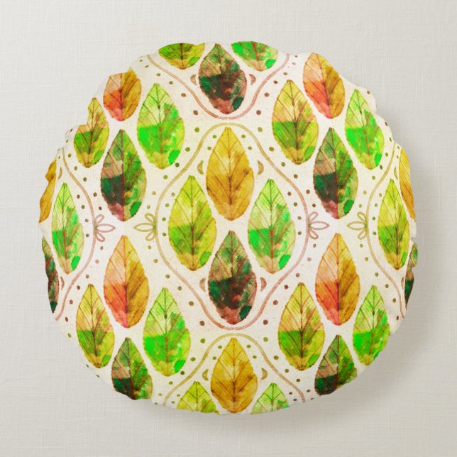 Coussins Ronds Oreiller rond feuille d'automne (Devant)