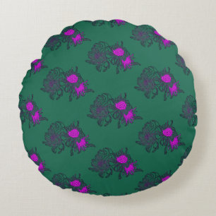 Coussins Ronds Oreiller Rond Fleuris Violet Profond Vert