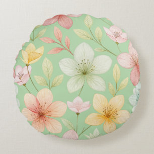 Coussins Ronds Oreiller Rond Floral Menthe