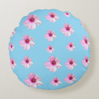 Coussins Ronds Oreiller rond floral rose clair bleu clair