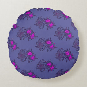 Coussins Ronds Oreiller rond floral violet pourpre