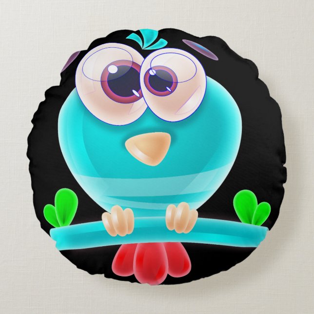 Coussins Ronds Oreiller rond funky Birdie (Devant)
