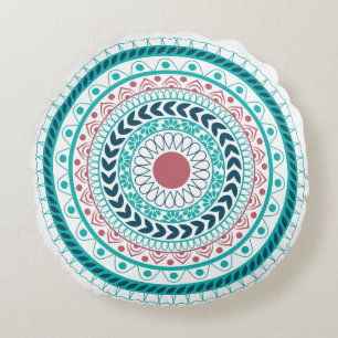 Coussins Ronds Oreiller rond géométrique mandala floral orné