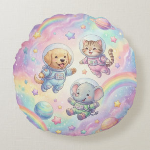 Coussins Ronds Oreiller rond jetable Cute Animal Astronauts Galax