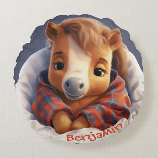 Coussins Ronds Oreiller Rond Jetable Personnalisable de Cheval Do (Devant)