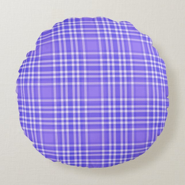 Coussins Ronds Oreiller rond jeté carreauté violet simple (Devant)