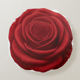 Coussins Ronds Oreiller Rond Jeté - Fleur de Rose Rouge