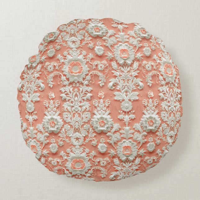 Coussins Ronds Oreiller rond Lace-Effet De Corail Gras (Devant)