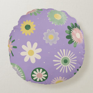 Coussins Ronds Oreiller rond lavande en forme de marguerite