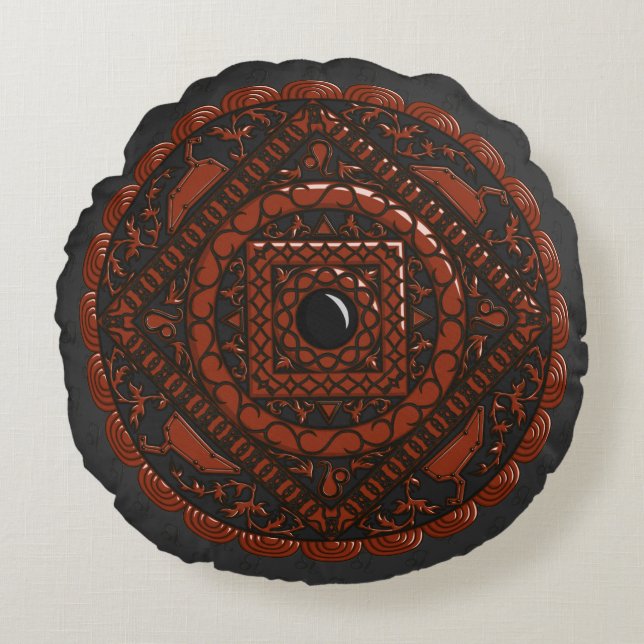 Coussins Ronds Oreiller rond mandala du Lion (Devant)