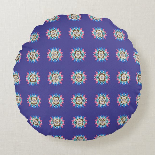 Coussins Ronds Oreiller rond mandala violet (Devant)