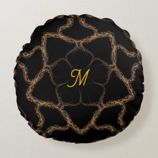 Coussins Ronds Oreiller rond monogrammé avec motif marron