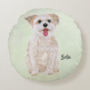 Coussins Ronds Oreiller rond Morkie pas Yorkie avec texte