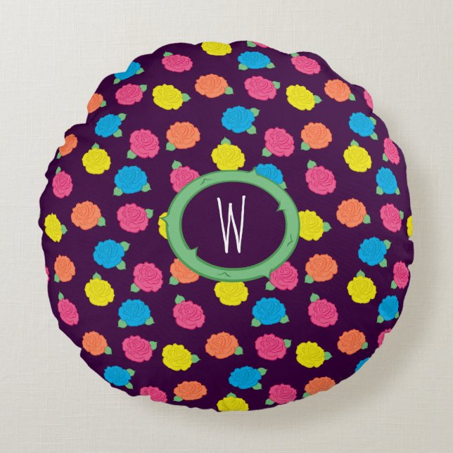 Coussins Ronds Oreiller rond Néon Roses (Devant)