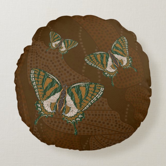 Coussins Ronds Oreiller rond Papillon aborigène (Devant)