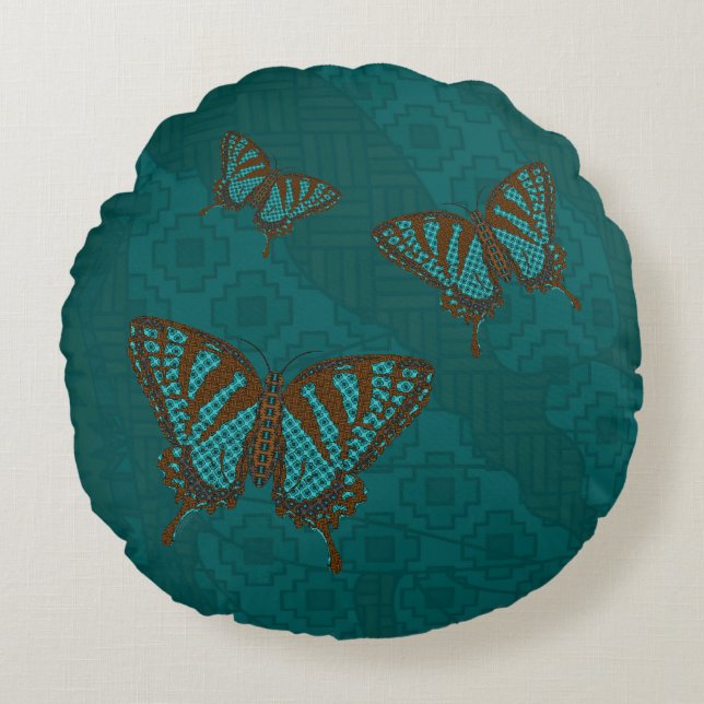 Coussins Ronds Oreiller rond Papillon indigène (Devant)