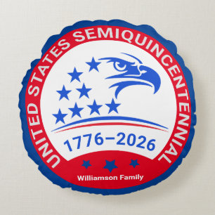 Coussins Ronds Oreiller Rond Patriotique • 1776–2026 Souvenir de