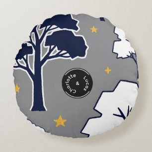 Coussins Ronds Oreiller rond personnalisé avec arbre de la forêt