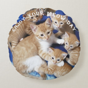 Coussins Ronds Oreiller rond photo de chat Jour Miaou
