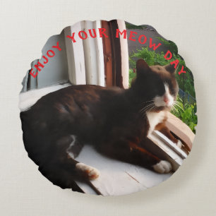 Coussins Ronds Oreiller rond photo de chat Jour Miaou