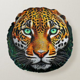 Coussins Ronds Oreiller rond portrait de léopard décoration sauva