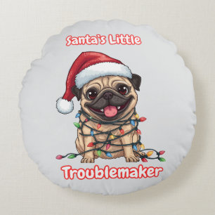 Coussins Ronds Oreiller rond Pug petit fauteur de troubles du Pèr