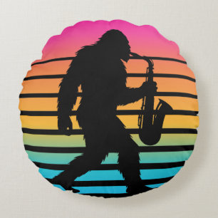 Coussins Ronds Oreiller rond Retro Bigfoot Saxophone Coucher de s