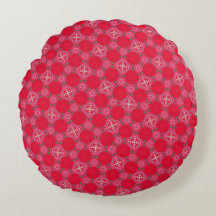 Oreiller rond rétro rose trèfle
