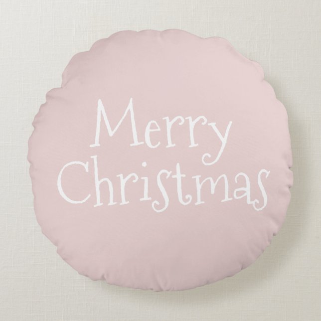 Coussins Ronds Oreiller rond rose Joyeux Noël (Devant)