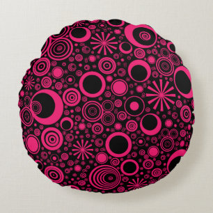 Coussins Ronds Oreiller rond-rose-noir