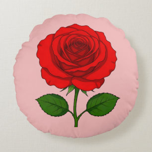 Coussins Ronds Oreiller rond rose rouge