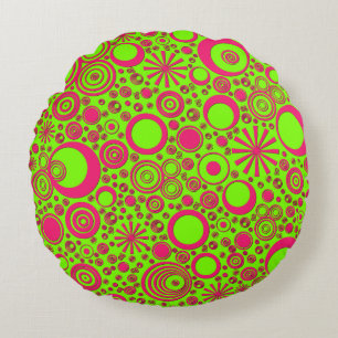 Coussins Ronds Oreiller rond-rose-vert rond