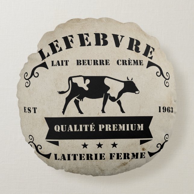 Coussins Ronds Oreiller rond rustique de ferme française (Devant)