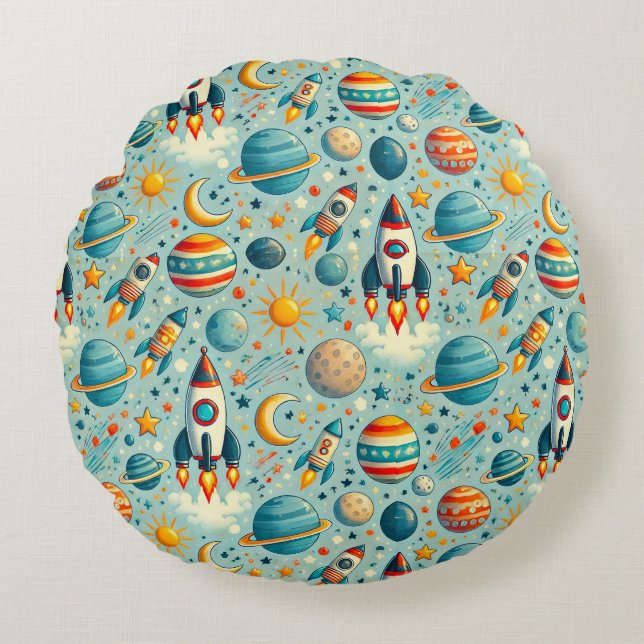 Coussins Ronds Oreiller rond spatial décoration pour chambre d'en (Devant)