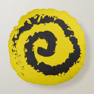 Coussins Ronds Oreiller rond SPIRAL TRÈS JAUNE