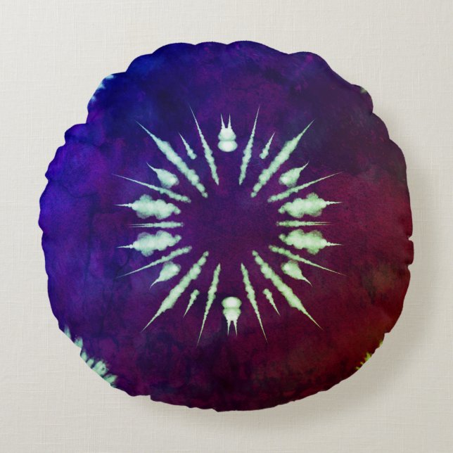 Coussins Ronds Oreiller rond tie dye violet (Devant)