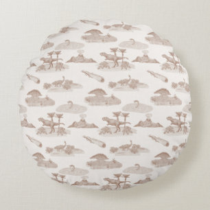 Coussins Ronds Oreiller rond toile dinosaure (Brun clair)
