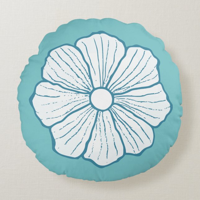 Coussins Ronds Oreiller rond turquoise tropical (Devant)