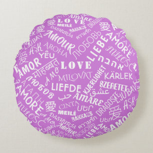 Coussins Ronds Oreiller Rond Violet avec Texte Amour ou Choisisse
