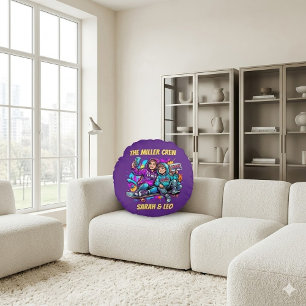 Coussins Ronds Oreiller Rond Violet Patineur Mère Fils