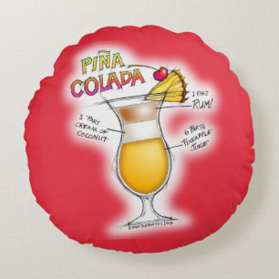 COUSSINS RONDS OREILLER RONDE - RECETTE COCKTAIL PINA COLADA ART