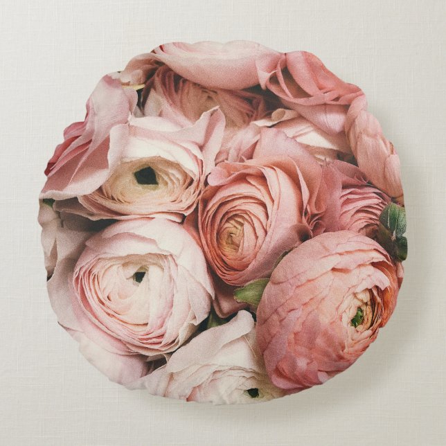 Coussins Ronds Oreiller rose Floral (Devant)