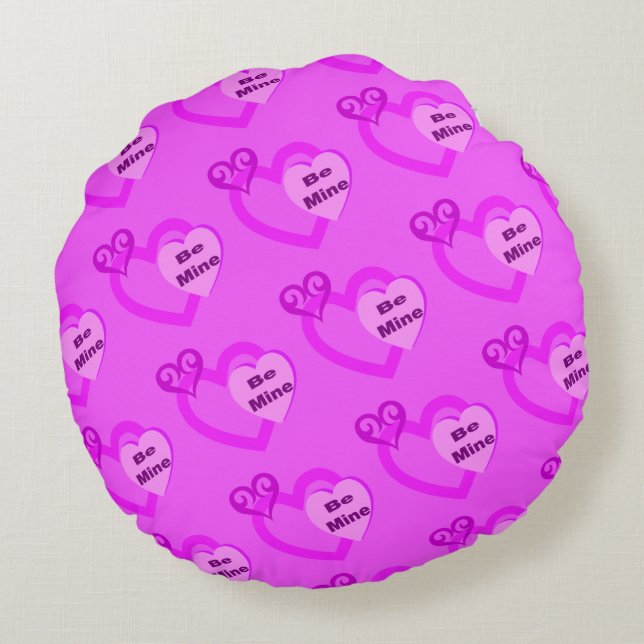 Coussins Ronds Oreiller Saint-Valentin Rose Chaud 'Sois Mien' (Dos)