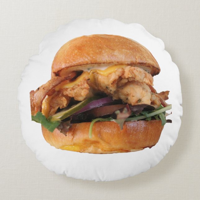 Coussins Ronds Oreiller Sandwich au Poulet (Devant)
