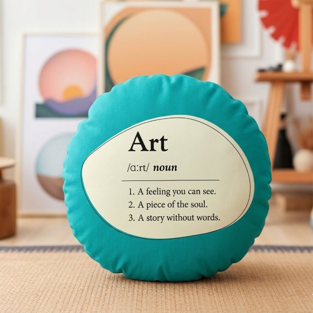 Coussins Ronds Oreiller sarcelle de style dictionnaire d'art pers (Fully customizable pillow for art lovers)