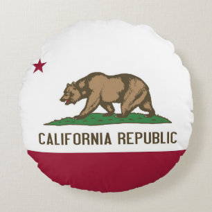 Coussins Ronds Oreillers à lancer rond avec drapeau de Californie