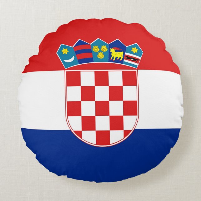 Coussins Ronds Oreillers à lancer rond avec drapeau de Croatie (Devant)