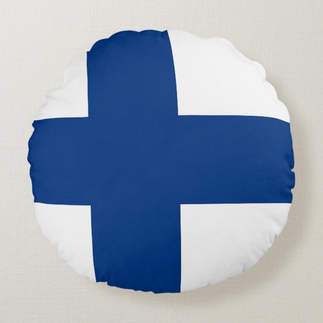 Coussins Ronds Oreillers à lancer rond avec drapeau de Finlande (Devant)